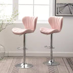 Tabourets de bar pivotants réglables rembourrés Ellston roses, lot de 2