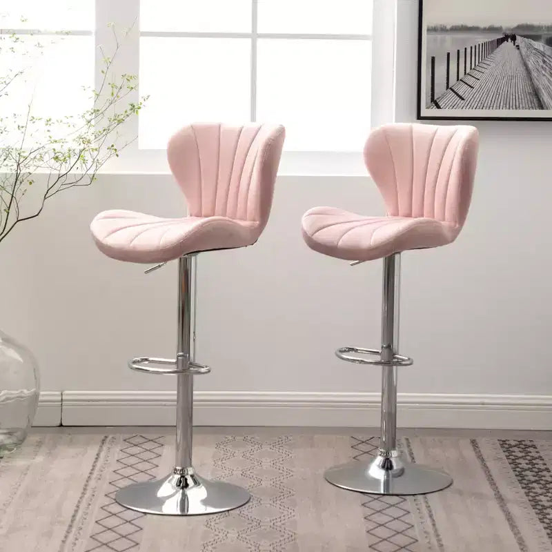 Tabourets de bar pivotants réglables rembourrés Ellston roses, lot de 2