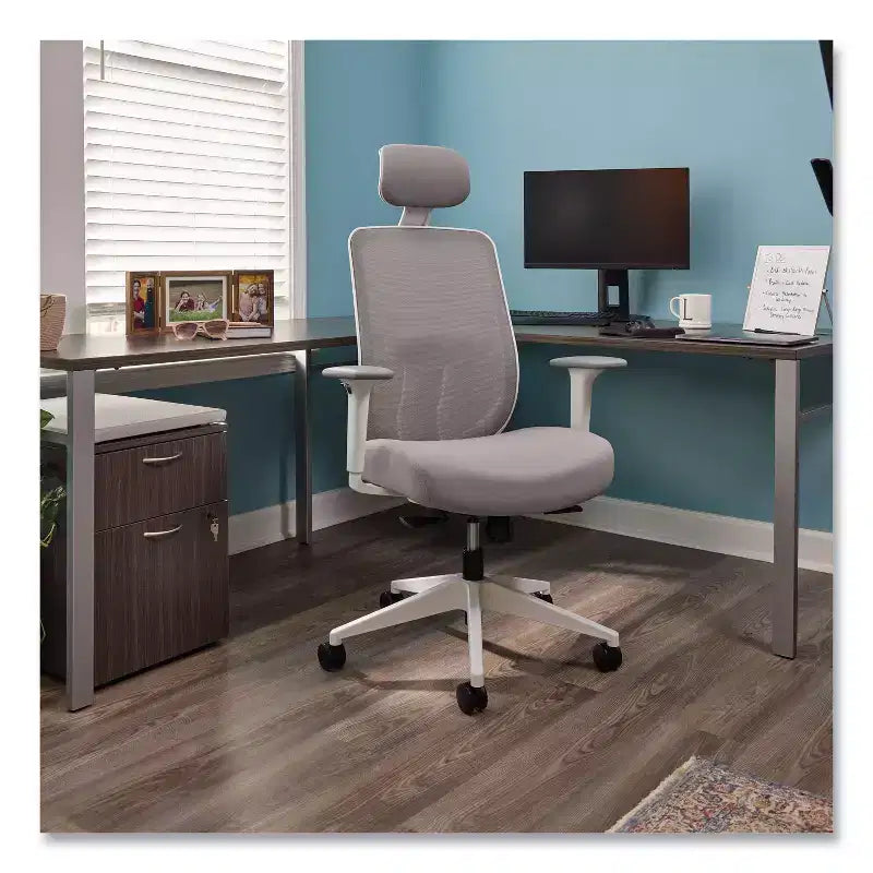 Chaise de travail HON Altern Mesh, hauteur d'assise de 17,95 à 21,1 pouces, siège gris, dossier gris/blanc, base blanche