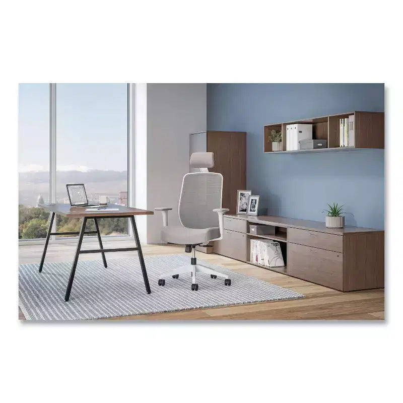 Chaise de travail HON Altern Mesh, hauteur d'assise de 17,95 à 21,1 pouces, siège gris, dossier gris/blanc, base blanche