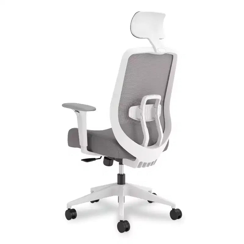 Chaise de travail HON Altern Mesh, hauteur d'assise de 17,95 à 21,1 pouces, siège gris, dossier gris/blanc, base blanche