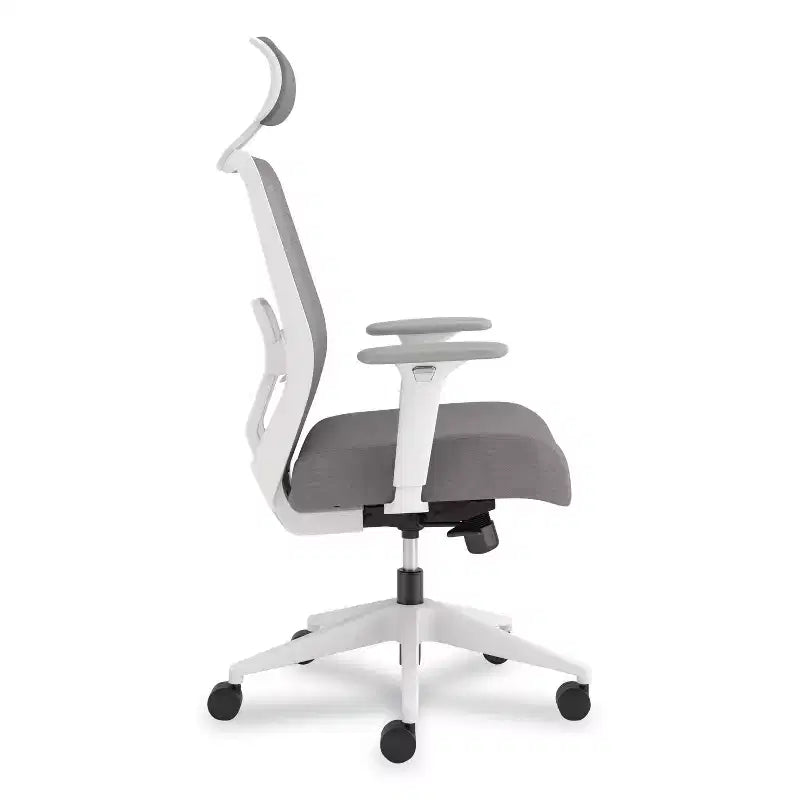 Chaise de travail HON Altern Mesh, hauteur d'assise de 17,95 à 21,1 pouces, siège gris, dossier gris/blanc, base blanche