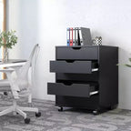 Commode à 5 tiroirs, commode de rangement en bois avec roulettes