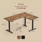 Bureau d'ordinateur en forme de L, Bureau d'angle avec prises de courant, Bureau d'ordinateur réglable en hauteur, Bureau de jeu, Fonction de mémoire