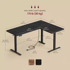 Bureau d'ordinateur en forme de L, Bureau d'angle avec prises de courant, Bureau d'ordinateur réglable en hauteur, Bureau de jeu, Fonction de mémoire