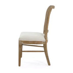 GDFStudio Chaise de salle à manger Wreecy en bois d'hévéa avec dossier en rotin et repose-pieds, brun clair