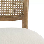 GDFStudio Chaise de salle à manger Wreecy en bois d'hévéa avec dossier en rotin et repose-pieds, brun clair