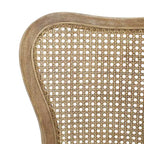 GDFStudio Chaise de salle à manger Wreecy en bois d'hévéa avec dossier en rotin et repose-pieds, brun clair