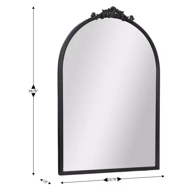 Miroir mural arqué Emma et Oliver avec détails de style baroque et verre à dos en aluminium pour une clarté optimale pour les entrées, les salles de bain et plus encore.