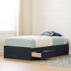 Lit HomeStock de 37,46 cm de hauteur, taille double, bleu, avec rangement, en panneaux de particules