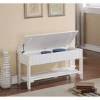 Banc à chaussures Roundhill en bois massif de qualité avec rangement, blanc