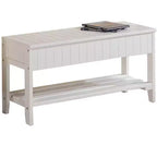 Banc à chaussures Roundhill en bois massif de qualité avec rangement, blanc