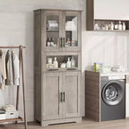 Meuble Colonne de Salle de Bain, Armoire de Rangement Autonome avec Portes et Étagères Réglables pour Cuisine, Garde-Manger, Salon