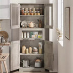 Meuble Colonne de Salle de Bain, Armoire de Rangement Autonome avec Portes et Étagères Réglables pour Cuisine, Garde-Manger, Salon