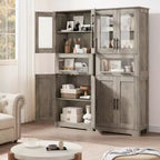 Meuble Colonne de Salle de Bain, Armoire de Rangement Autonome avec Portes et Étagères Réglables pour Cuisine, Garde-Manger, Salon