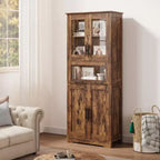 Meuble Colonne de Salle de Bain, Armoire de Rangement Autonome avec Portes et Étagères Réglables pour Cuisine, Garde-Manger, Salon