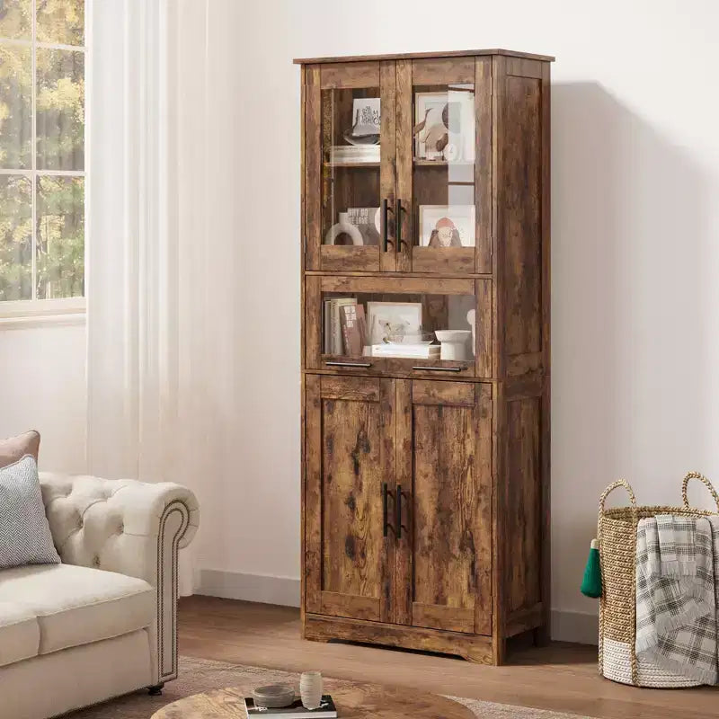 Meuble Colonne de Salle de Bain, Armoire de Rangement Autonome avec Portes et Étagères Réglables pour Cuisine, Garde-Manger, Salon