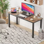Bureau d'ordinateur WhizMax 63 pouces, grand bureau de travail avec cadre en métal noir, bureau de jeu de style moderne et simple, poste de travail d'écriture robuste