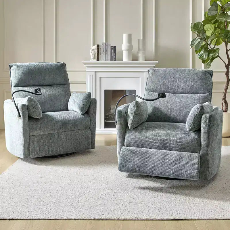 Fauteuil inclinable pivotant Julius 38 Power Rocking Nursery avec USB, lot de 2 | HULALA HOME