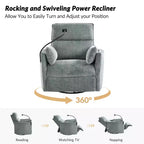 Fauteuil inclinable pivotant Julius 38 Power Rocking Nursery avec USB, lot de 2 | HULALA HOME