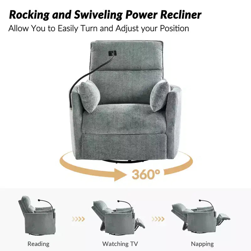 Fauteuil inclinable pivotant Julius 38 Power Rocking Nursery avec USB, lot de 2 | HULALA HOME