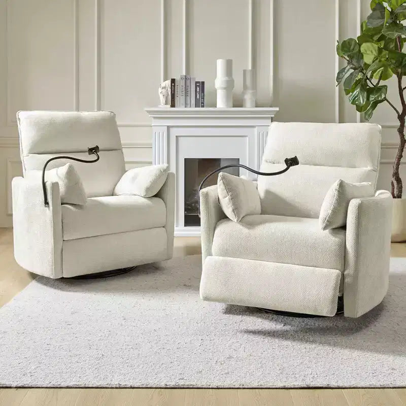 Fauteuil inclinable pivotant Julius 38 Power Rocking Nursery avec USB, lot de 2 | HULALA HOME