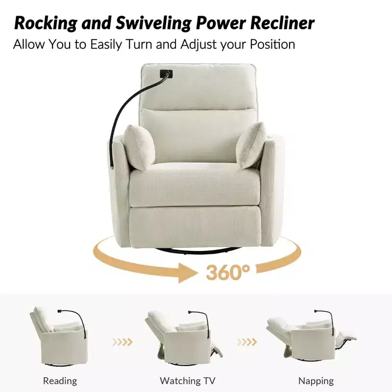 Fauteuil inclinable pivotant Julius 38 Power Rocking Nursery avec USB, lot de 2 | HULALA HOME