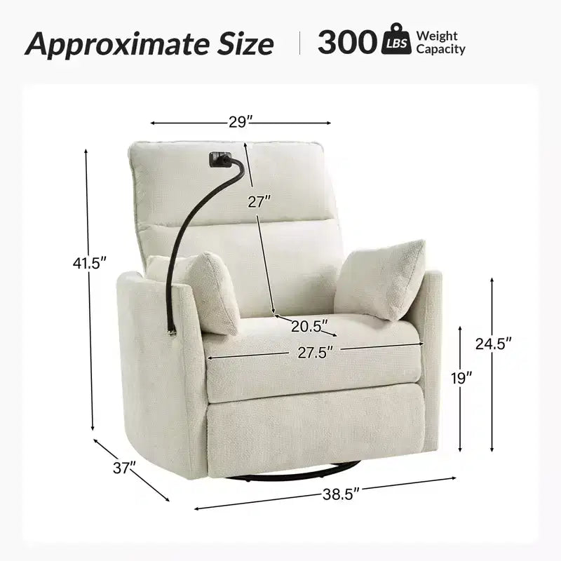 Fauteuil inclinable pivotant Julius 38 Power Rocking Nursery avec USB, lot de 2 | HULALA HOME