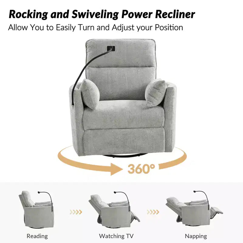 Fauteuil inclinable pivotant Julius 38 Power Rocking Nursery avec USB, lot de 2 | HULALA HOME