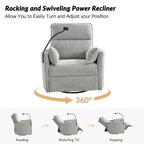 Fauteuil inclinable pivotant Julius 38 Power Rocking Nursery avec USB, lot de 2 | HULALA HOME