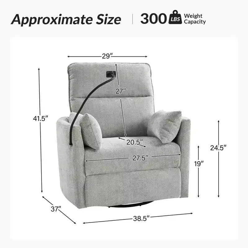 Fauteuil inclinable pivotant Julius 38 Power Rocking Nursery avec USB, lot de 2 | HULALA HOME