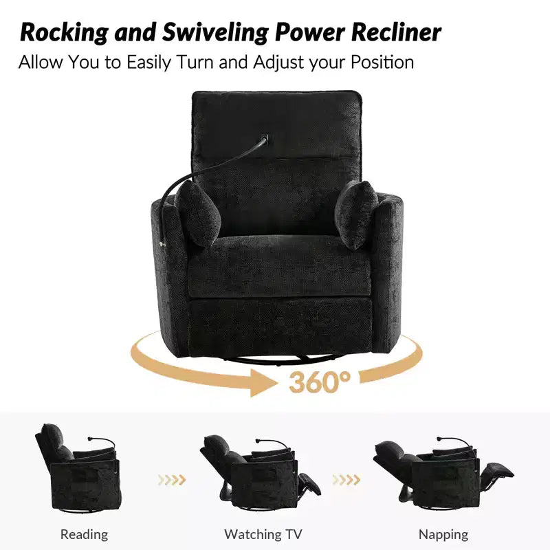 Fauteuil inclinable pivotant Julius 38 Power Rocking Nursery avec USB, lot de 2 | HULALA HOME