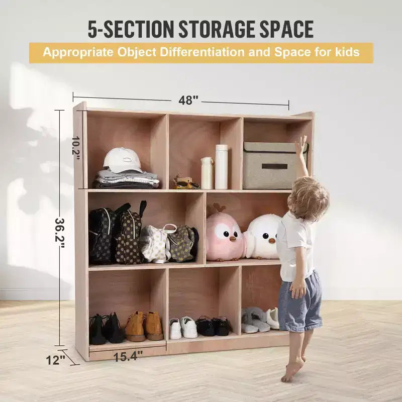 Meuble de rangement Garvee Cubbies, étagère solide pour livres d'enfants, organisateur de rangement avec 4 roulettes, 2 boîtes de rangement pour la maison/l'école
