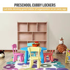 Meuble de rangement Garvee Cubbies, étagère solide pour livres d'enfants, organisateur de rangement avec 4 roulettes, 2 boîtes de rangement pour la maison/l'école