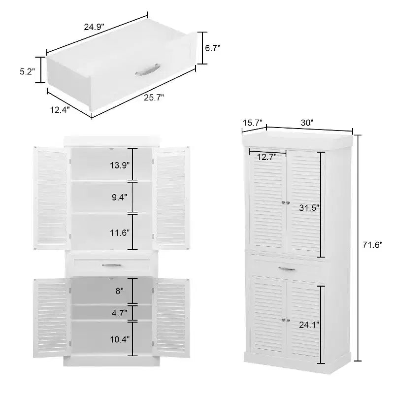 Meuble de rangement en bois Famapy avec 4 portes et persiennes