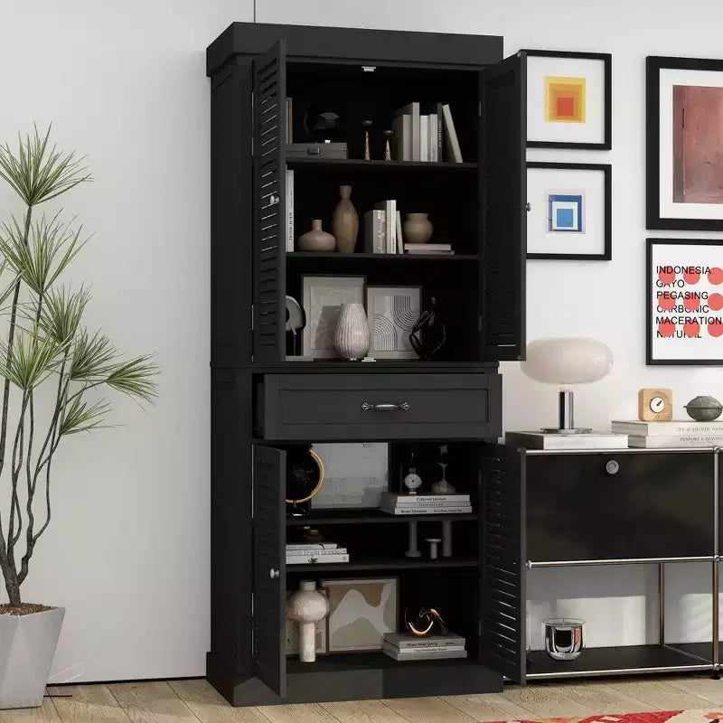 Meuble de rangement en bois Famapy avec 4 portes et persiennes