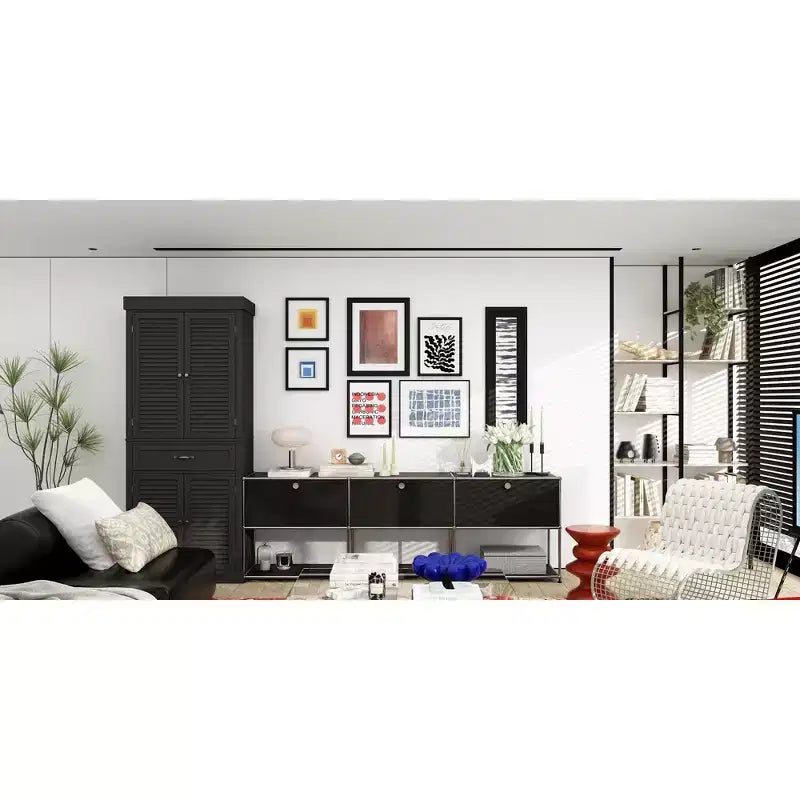 Meuble de rangement en bois Famapy avec 4 portes et persiennes