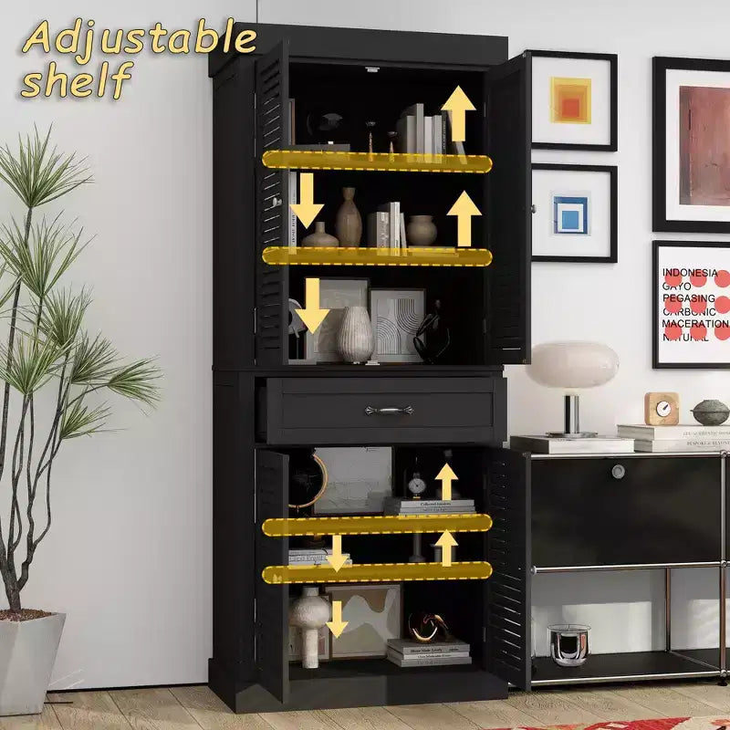 Meuble de rangement en bois Famapy avec 4 portes et persiennes