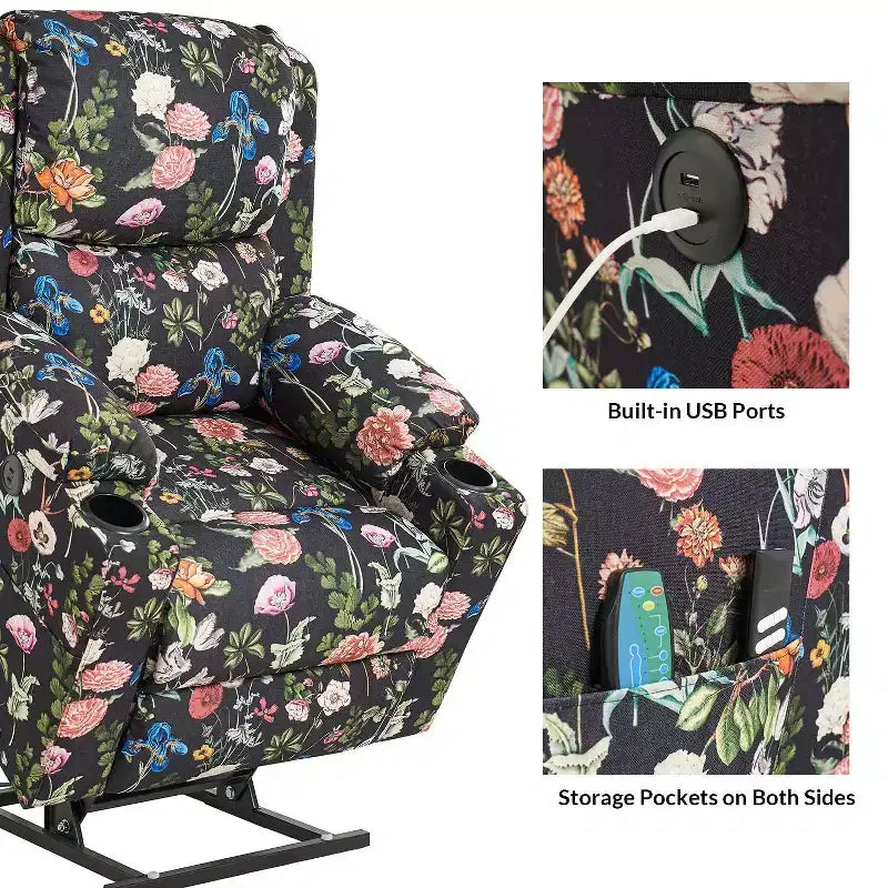 Fauteuil inclinable releveur électrique Leo avec massage et chaleur | HULALAHOME