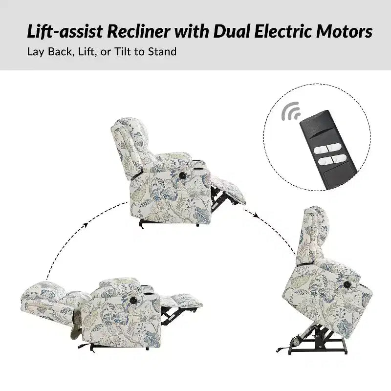Fauteuil inclinable releveur électrique Leo avec massage et chaleur | HULALAHOME