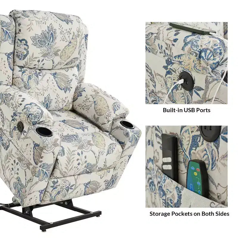Fauteuil inclinable releveur électrique Leo avec massage et chaleur | HULALAHOME