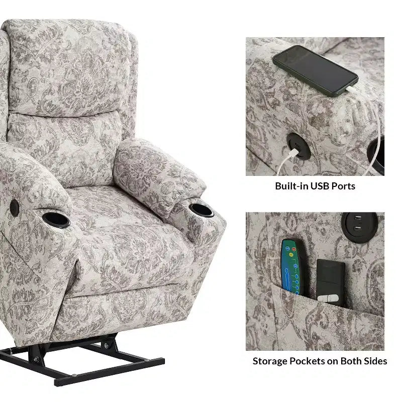 Fauteuil inclinable releveur électrique Leo avec massage et chaleur | HULALAHOME