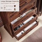 Commode à 5 tiroirs de style campagnard de 46 pouces pour chambre à coucher, chiffonnier haut en bois avec texture naturelle pour chambre à coucher, salon