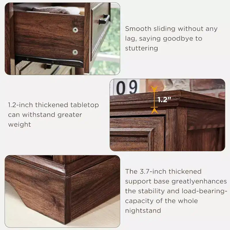 Commode à 5 tiroirs de style campagnard de 46 pouces pour chambre à coucher, chiffonnier haut en bois avec texture naturelle pour chambre à coucher, salon