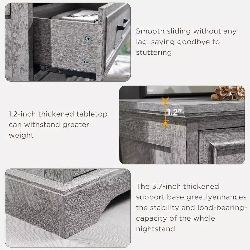 Commode à 5 tiroirs de style campagnard de 46 pouces pour chambre à coucher, chiffonnier haut en bois avec texture naturelle pour chambre à coucher, salon