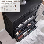 Commode à 5 tiroirs de style campagnard de 46 pouces pour chambre à coucher, chiffonnier haut en bois avec texture naturelle pour chambre à coucher, salon