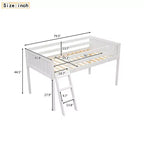 Lit bas mezzanine en bois avec échelle, format double/complet 4O - ModernLuxe