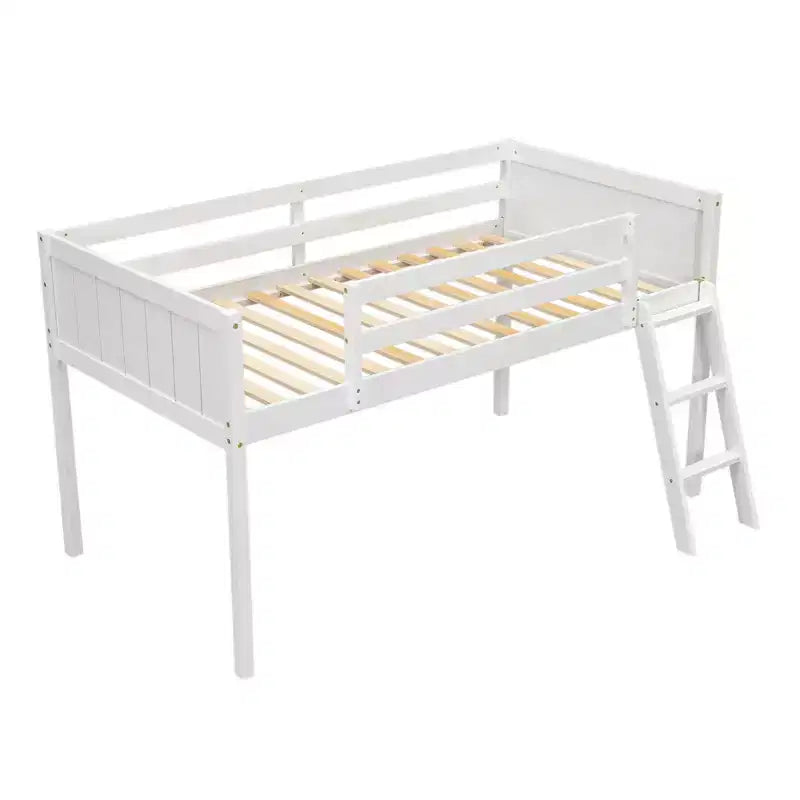 Lit bas mezzanine en bois avec échelle, format double/complet 4O - ModernLuxe
