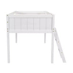 Lit bas mezzanine en bois avec échelle, format double/complet 4O - ModernLuxe