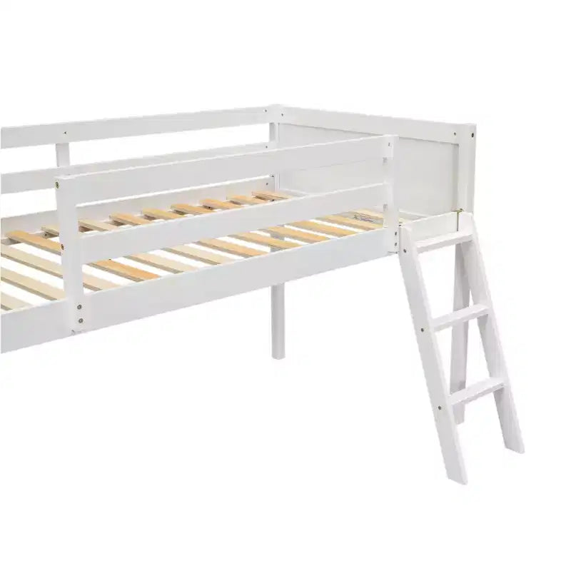 Lit bas mezzanine en bois avec échelle, format double/complet 4O - ModernLuxe